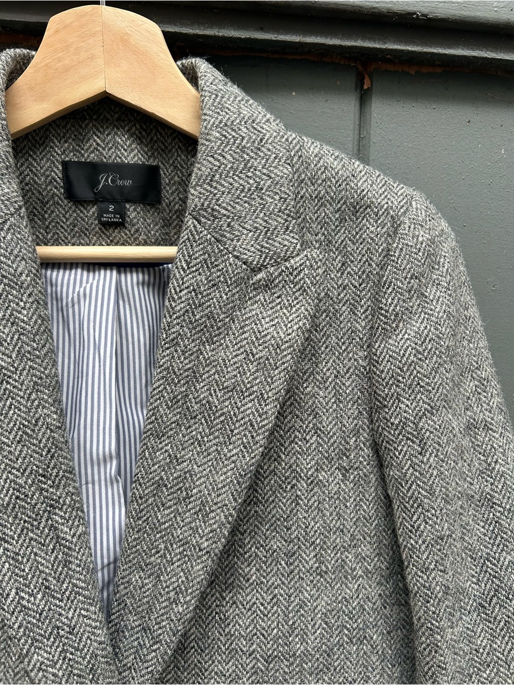 J Crew Somerset Blazer Jacket Womens Gray Graphite Herringbone Wool English - Sz - Picture 9 of 10